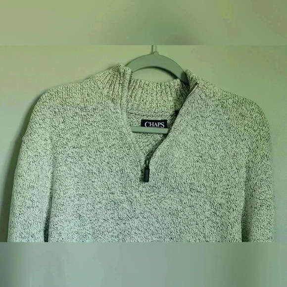Chaps Mens Long Sleeve Cotton Quarter Zip Mock Neck Sweater, size Large - Picture 3 of 8